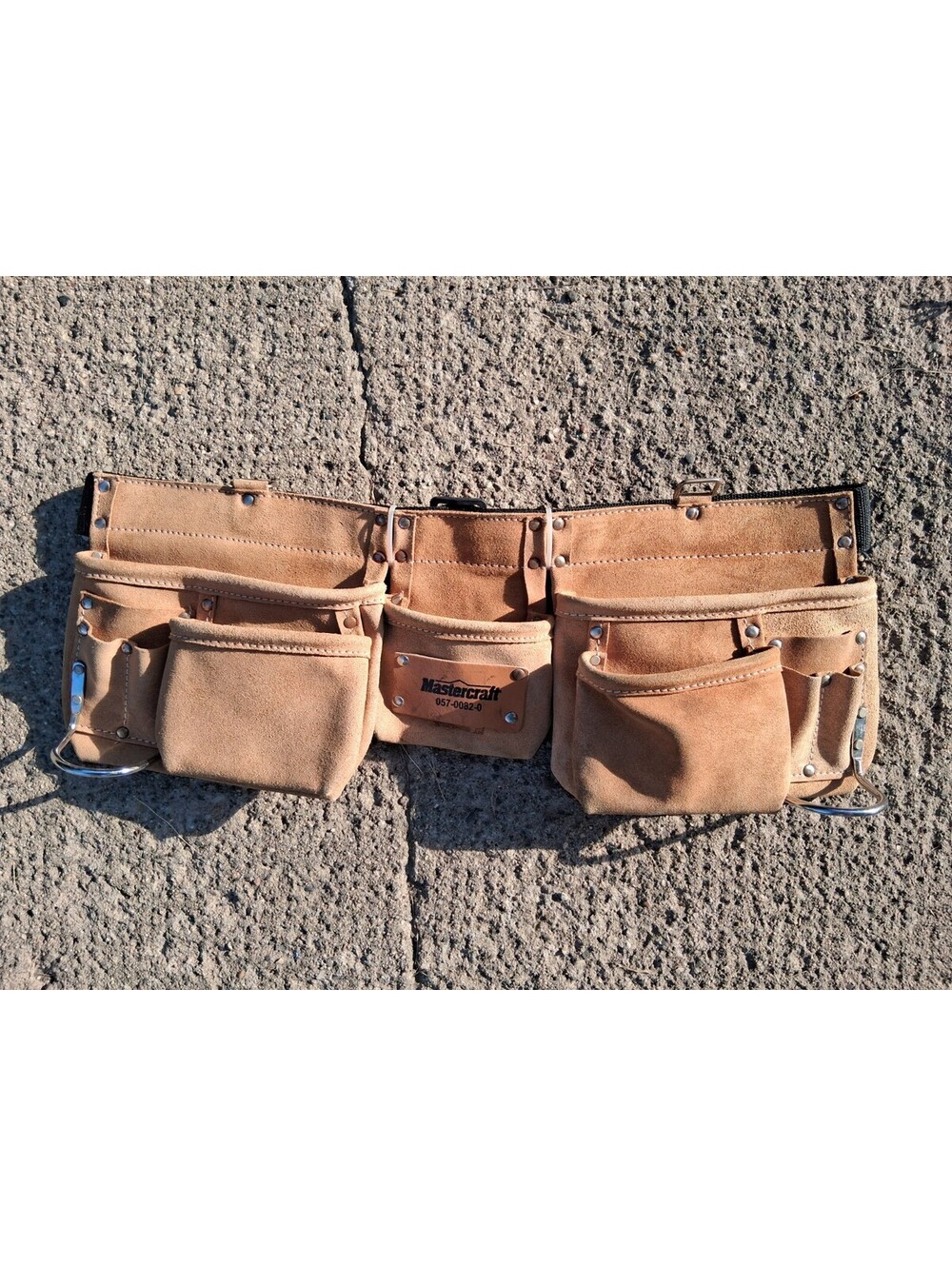 NEW Mastercraft 11 Pocket Suede Leather Carpenter Tool Belt Clip Buckle Nylon